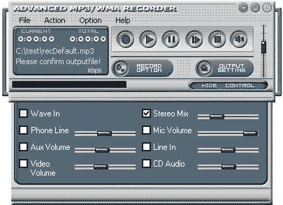Advanced MP3/WMA Recorder Screenshot